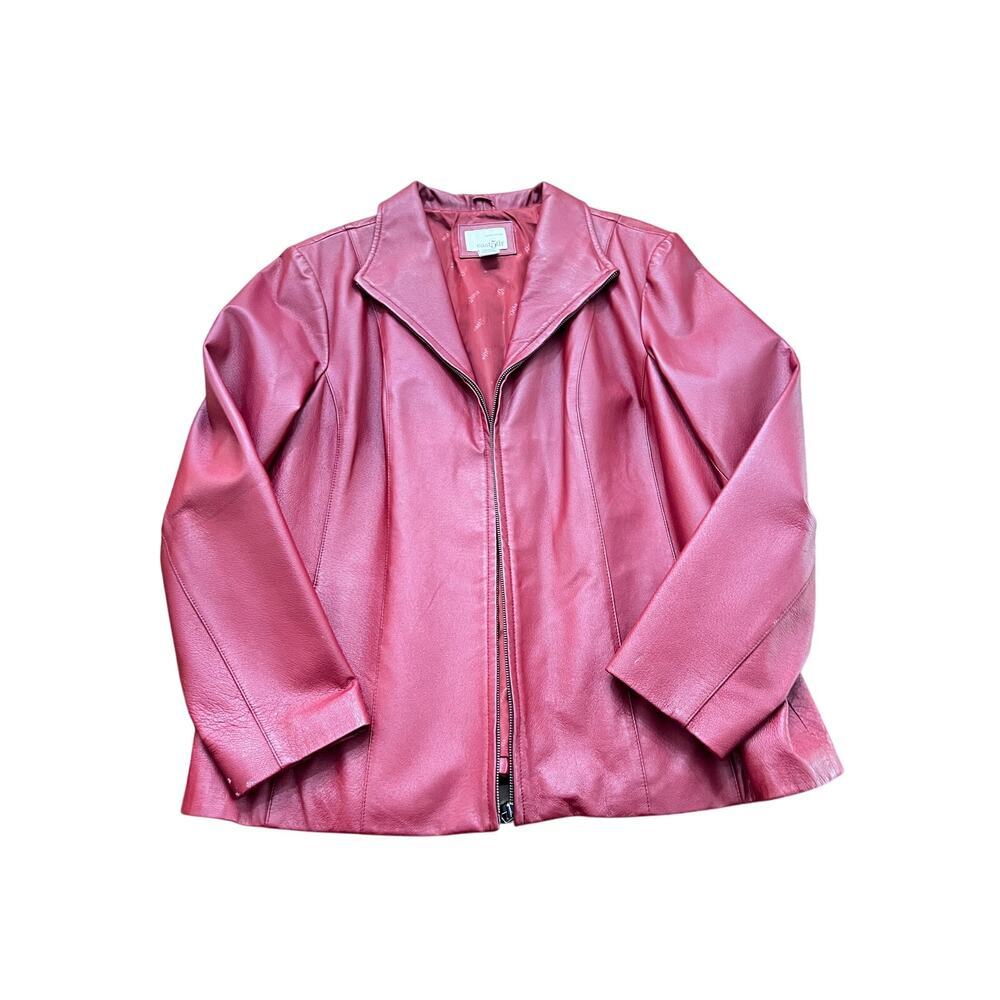 Vintage East 5th Women's Red Genuine Leather Full Zip Up Jacket Size 1X